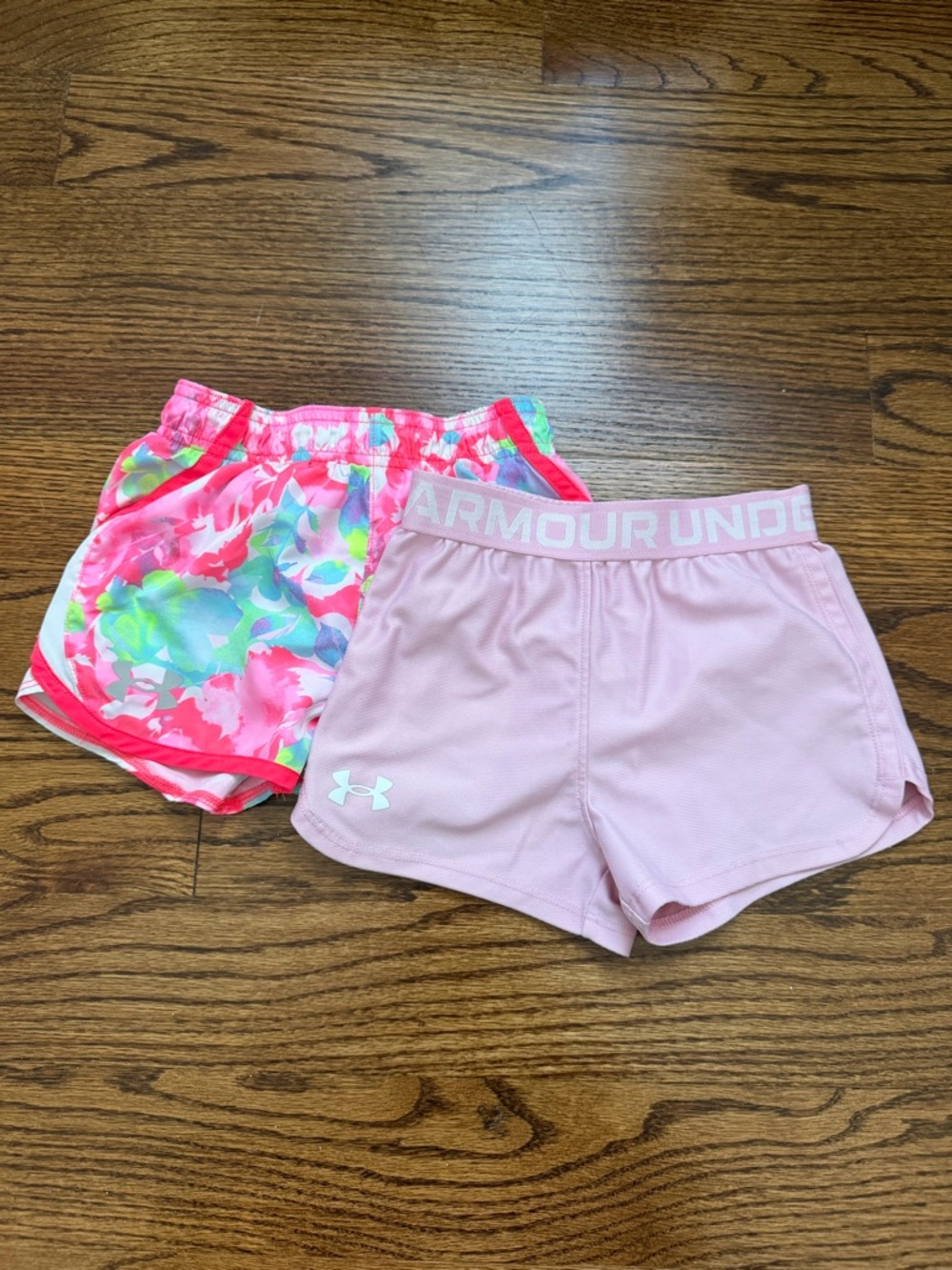 Under Armour Neon Pink Floral Print Athletic Shorts Set